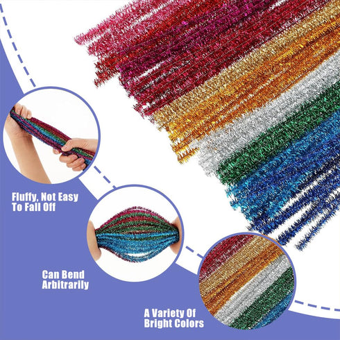 Pipe Cleaners,Pipe Cleaners for Crafts,Pipe Cleaner Crafts,Chenille Stems for Craft Kids DIY Arts&Crafts Supplies (Shiny 100)...