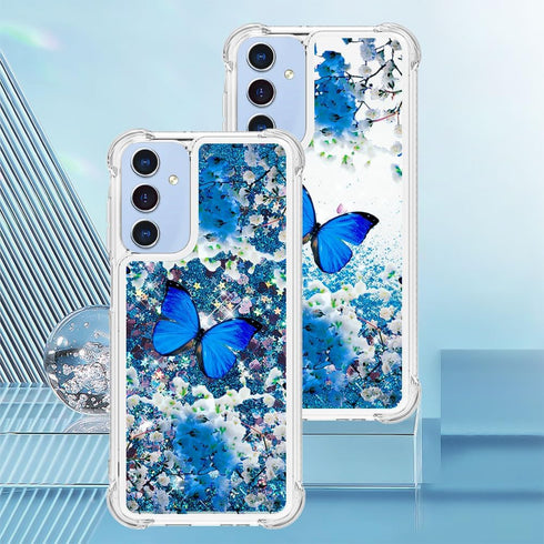 for Samsung Galaxy A15 5G Glitter Case Quicksand Floating Liquid Ultra Slim Fit Shockproof Silicone Case Protective Bumper Shell Case for Galaxy A...