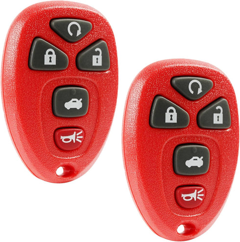 Key Fob Keyless Entry Remote fits Chevy Impala Monte Carlo/Cadillac DTS/Buick Lucerne 2006 2007 2008 2009 2010 2011 2012 2013 (Red), Set of 2...
