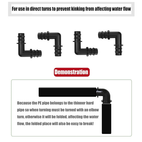 42 Piece Drip Irrigation Fittings Kit for 1/2" Tubing, 8 Tees, 8 Elbows, 8 Straight, 8 End Cap Plugs, 8 Angle, Drip Irrigation Barbed Connectors f...