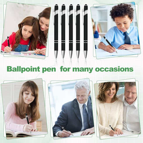 Ballpoint Pen with Stylus Tip,12 Pcs 1.0 mm Black Ink Metal Pen,2 in 1 Stylus Ballpoint Pens,Metal Stylus Pen for Touch Screens,Comfortable Writin...