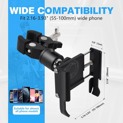 Phone Holder with Clamp for Golf Cart, All Metal Universal Phone Holder Handlebar Mount Clamp for Golf, Stroller, Bicycle, Bike, Wheelchair......