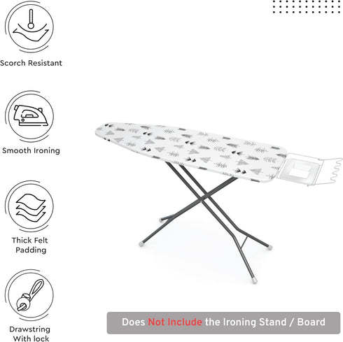 Encasa XO Ironing Board Cover and Pad 54"x15" - Thick 3mm Felt Padding, Drawstring Tightening & Lock, Easy Fit, Scorch & Stain Resistant, Fits Sta...