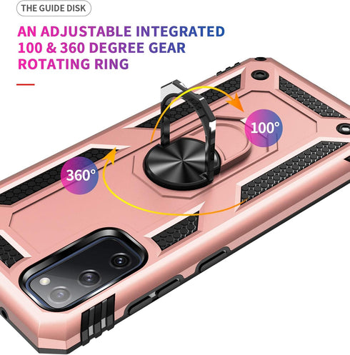 ADDIT Samsung S20 FE Case, Military Grade, Heavy Duty, with Kickstand Ring & Magnet Car Mount - Rose Gold...