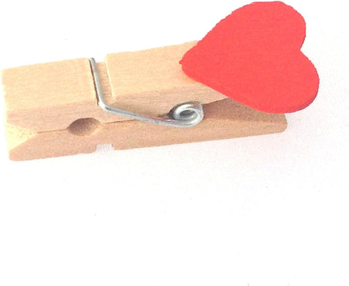 LWR CRAFTS Red Heart Wooden Mini Clothespins 20 Pieces and Jute Cord 8ft...