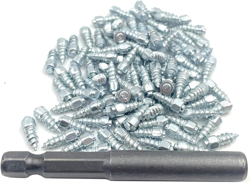 Bstenky 100PCS Carbide Screw Tire Studs, Anti-Skid Bicycle Tires Wheel Tyre Snow Studs With Installation Tools, Spikes (4 x 12mm) for Car Truck Bo...