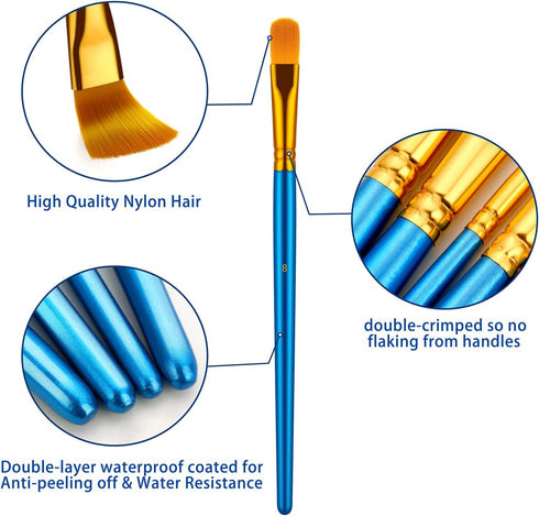 Paint Brushes Set for Acrylic Painting, 20 Pcs Oil Watercolor Acrylic Paint Brush, Artist Paintbrushes for Body Face Rock Canvas, Kids Adult Drawi...