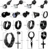 17 Pairs Earrings for Men, Stainless Steel Earrings For Men Sensitive Skin, Black Fashion Earring Piercing Jewelry Cross Dangle Hoop Earrings Kit ...