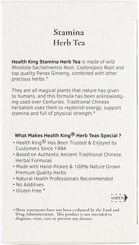 Health King Stamina Herb Tea, Teabags, 20 Count Box...
