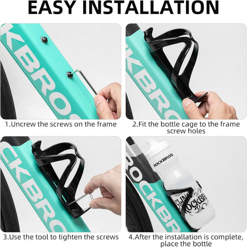 ROCKBROS Bike Water Bottle Cage Plastic Water Bottle Holder Light Drink Cup Holder Sturdy for MTB Road Mountain Bikes...