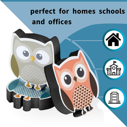 4 Pieces Cute Owl Erasers Magnetic Owl Whiteboard Eraser Animal Shaped Dry Erase Chalkboard Erasers with Felt for Classroom Office Home (Random Co...