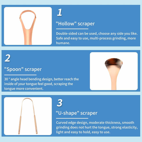 Tongue Scraper, 100% Surgical Stainless Steel Tongue Cleaner for Both Adults and Kids, Professional Reduce Bad Breath Metal Tongue Scrapers, Help ...