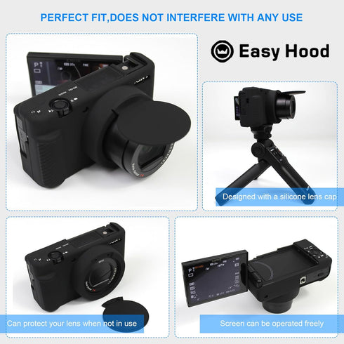 Camera Case for Sony ZV-1 ZV1 ZV 1 Vlog Camera, Camera Cover Body Skin with Removable Lens Cover Buttons Prompts Anti-Scratch Slim Fit Soft Silico...