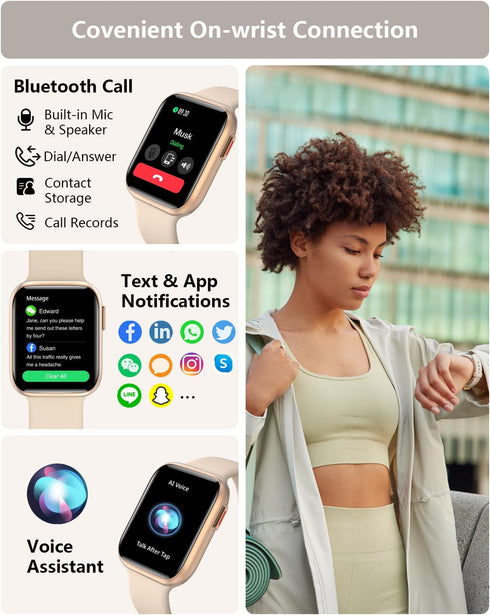 BRIBEJAT Smart Watch for Women (Dial/Answer Call) 38mmx46mm Fitness Tracker Pedometer/SpO2/Real-time Heart Rate/Sleep Monitor Compatible with Sams...
