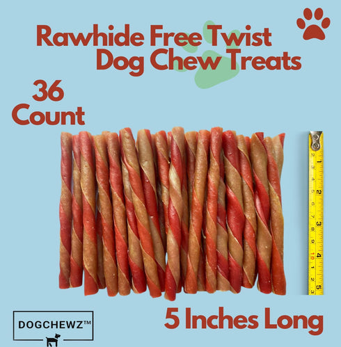 DOGCHEWZ™ Rawhide Free Twist Dog Chew Treats 5" (36 Ct/Bag) - Chicken Flavor - Gluten Free...