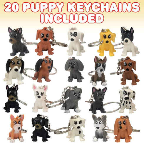 ArtCreativity Puppy Keychains, Set of 20, Fun Keychains for Backpack, Purse, Luggage, Unique Birthday Party Favors for Kids, Goodie Bag Fillers, S...