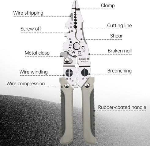 2024 New Multifunctional Wire Stripper Crimper Cable Cutter Pliers, Professional Electrical Wire Stripping Tool, Multipurpose Wire Stripper for El...
