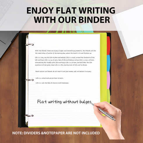 Telescoping 3 Ring Binder-Black, Flexible Binder with Elastic Rubble Spine+3 Round Rings, Flat Writing Binder...