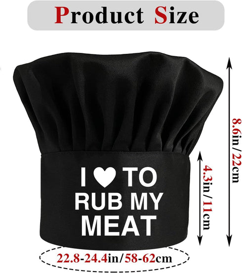 I Love to Rub My Meat,Funny Chef Hat?BBQ Chef Hats,Adjustable Kitchen Cooking Hat for Men & Women,Barbecue Party Gift, BBQ Lover Gift,Gift for Che...
