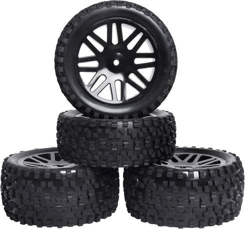 HobbyPark Front & Rear Wheels and Tires 12mm Hex Hub with Foam For Redcat Shockwave, Tornado Epx,S30 1/10 Off Road Buggy (Pack of 4)...