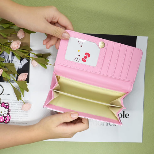 Kawaii Kitty Cat Wallet with A Keychain, ID Card Holder Purse Pouch with Buckle, PU Wallet Durable Card Holder Credit Card Holder Money Bag for St...