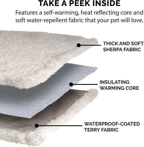 Furhaven Waterproof & Self-Warming Throw Blanket for Dogs & Indoor Cats, Washable & Reflects Body Heat - Soft-Edged Terry & Sherpa Dog Blanket - D...