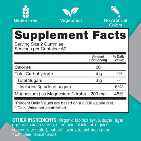 Qunol Magnesium Gummies for Adults, 200mg Magnesium Citrate Gummies, High Absorption Magnesium Supplement, Supports Nerve Health, Bone Health, Mus...