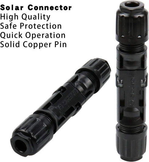 1500V 1000V Solar PV Connector 50A Solid Tinned Copper Terminal Solar Panel Connector PV Plug Tinned Copper Pins IP68 Waterproof 5 Pairs (10mm2 (8...