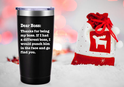 AMZUShome Thanks For Being My Boss Travel Mug Tumbler.Boss Day Gifts Office Gifts.Moving Appreciation Retirement Birthday Christmas Gifts For Men ...