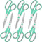 Light Green 6 Scissors Bulk, Almarto 8" All Purpose Scissors Pack - High Performance and Designed for Comfort and Cutting - Sharp to Cut but Soft ...