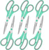 Light Green 6 Scissors Bulk, Almarto 8" All Purpose Scissors Pack - High Performance and Designed for Comfort and Cutting - Sharp to Cut but Soft ...
