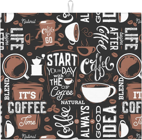 Dark Brown Dish Drying Mat Coffee Cup Pad For Kitchen Mats Coffee Pot Maker Mat For Countertops 16 X 18 Inch...