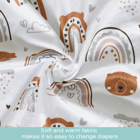 Owlowla Changing Pad Cover Soft Minky Changing Table Cover Lovely Print Waterproof Changing Pad Covers Baby Boy Girl(Rainbow&Bear)...