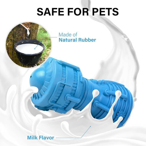 PrimePets Dog Chew Toy, Squeaky Dog Toy for Large Medium Dogs, Blue Rubber Enrichment Toy for Interactive Play, Teeth Cleaning, Milk Flavored Dent...