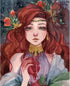 Tucocoo Redhead Girl Paint by Number for Adults, DIY Oil Painting Kits on Canvas with Brushes and Acrylic Pigment-Flowers and Pomegranate Picture ...