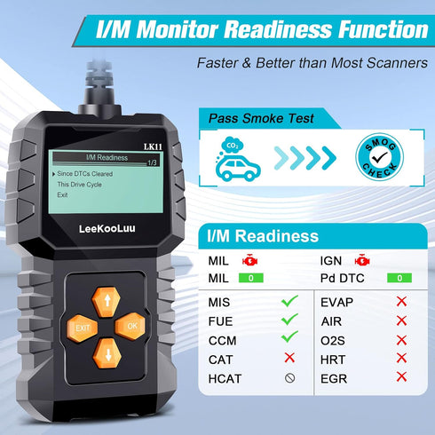 OBD2 Scanner Ease Setup Plug-Play: Clear Reset Engine Error Code Professional Code Reader Diagnostic Scan Tools with Freeze Frame/I/M Readiness fo...