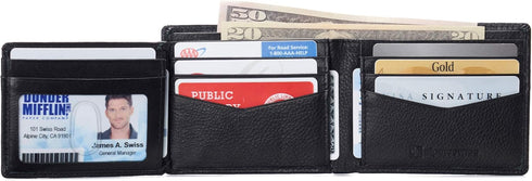 Alpine Swiss RFID Protected Mens Spencer Leather Wallet Bifold 2 ID Windows Divided Bill Section Comes in Gift Box...