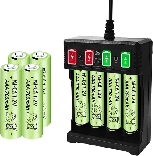 Fytoo 8PCS 1.2V 700mAh Ni-Cd AAA Battery with USB Charger for Wireless Microphone, Electric Toys, RC Mouse, Calculator, Shaver, Keyboard, Househol...