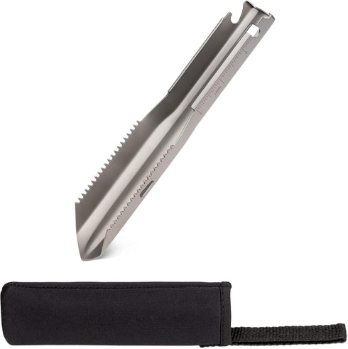 Navaris Ultralight Titanium Backpacking Shovel - Lightweight Camping Trowel Multitool with Ruler Lines - Includes Protective Sleeve...