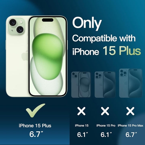 JETech 5 in 1 Case for iPhone 15 Plus 6.7-Inch with 2-Pack Each Tempered Glass Screen Protector and Camera Lens Protector, Non-Yellowing Shockproo...