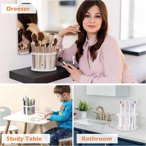 Makeup Brush Holder Organizer?Multi-FMakeup Brush Holder,Pen Holder,Desk Organizerunctional Pen Holder for Desk?Cosmetic Storage for Lipsticks,Eye...