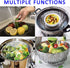 Vegetable Steamer Basket, Stainless Steel Folding Steamer with Extending Removable Center Handle Insert for Veggie Seafood Cooking to Fit Various ...