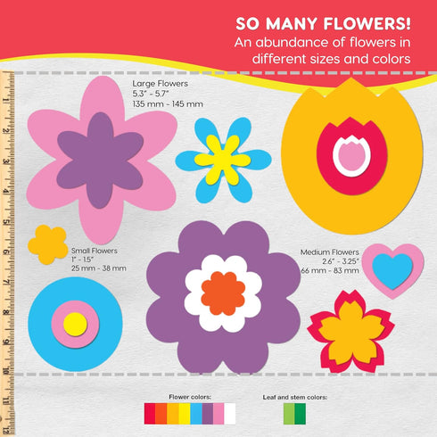 280 Pieces of DIY Flower Cutouts with IDEA Guide - 2-Sided Punch Out Tulips, Daisies, Daffodils, Flowers Ideal for Spring Craft Projects, and Moth...