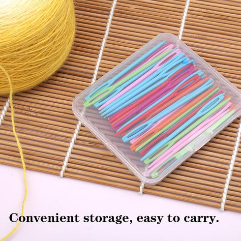 50PCS Plastic Sewing Needles, Large Eye Plastic Yarn Needles for Kids, 7cm/2.76inch Plastic Needles for Yarn and Craft Plastic Embroidery Needle f...