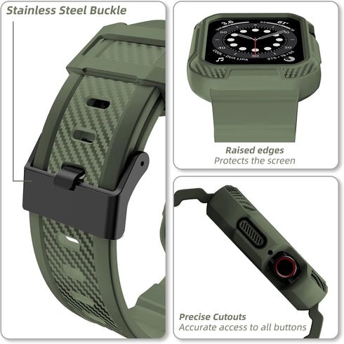 OROBAY Compatible with Apple Watch Band 41mm 40mm 38mm with Case, Shockproof Rugged Band Strap for iWatch SE2 SE Series 9/8/7/6/5/4/3/2/1 41mm 40m...