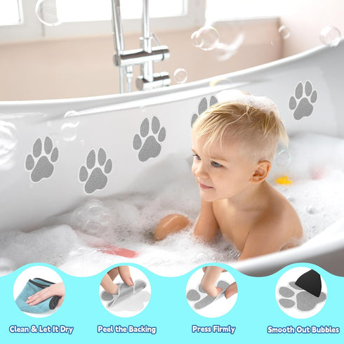 20 PCS Original Non-Slip Bathtub Stickers, Large Safety Bathroom Tubs Showers Treads Adhesive Decals with Scraper...