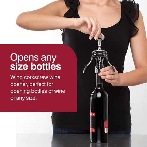 Zyliss Stainless Corkscrew & Bottle Opener - Wine Corkscrew & Beer Bottle Opener with Rubber Handles - Dishwasher-Safe Kitchen Tool & Gadget...