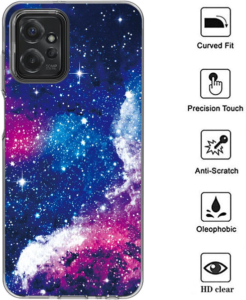 DDTKZC for Moto Case,Moto Phone Case, Tempered Glass Protector Lustre Pattern-Sparkle 3 in 1 Clear Shockproof Case for Moto (Starry Sky, for Moto ...