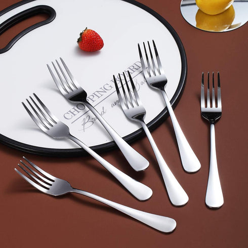 Dinner Forks Set of 6, Berglander 7.9" Stainless Steel Shiny Mirror Fork Set, Forks And Spoons Silverware, Table Forks Set Sturdy And Dishwasher S...