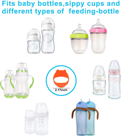 Baby Bottle Labels for Daycare, Durable Writable Reusable Food -Grade Silicone 6 Pack Baby Bottle Labels with Dry Erase Marker Foretoo...